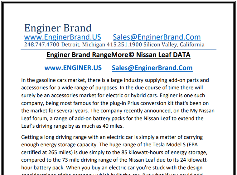 KUBT RangeMore Nissan Leaf Data 2019